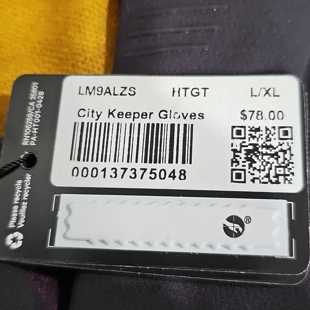 Lululemon City Keeper Purple/Black Fleece Wool Blend Gloves L/XL NWT MSRP $78